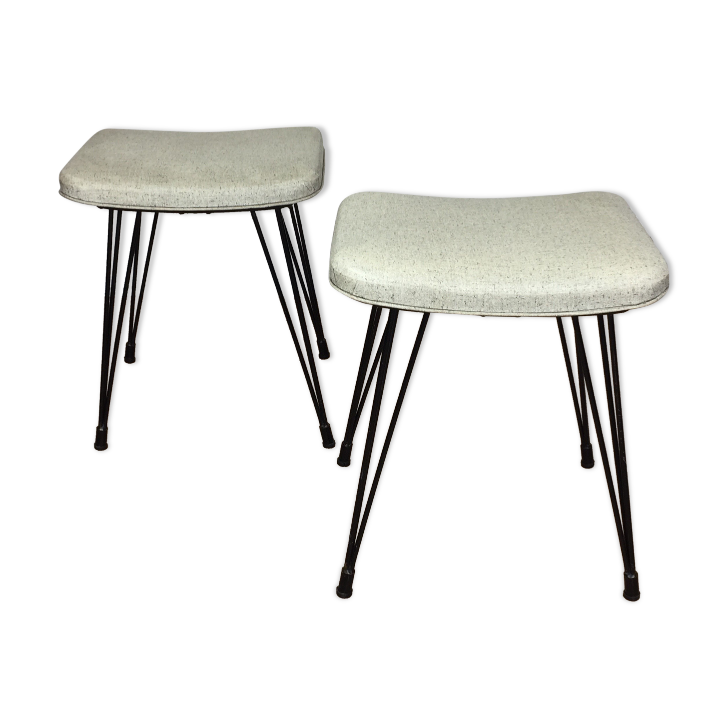 Pair of Eiffel foot stools and 60s skai seating