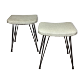 Pair of Eiffel foot stools and 60s skai seating