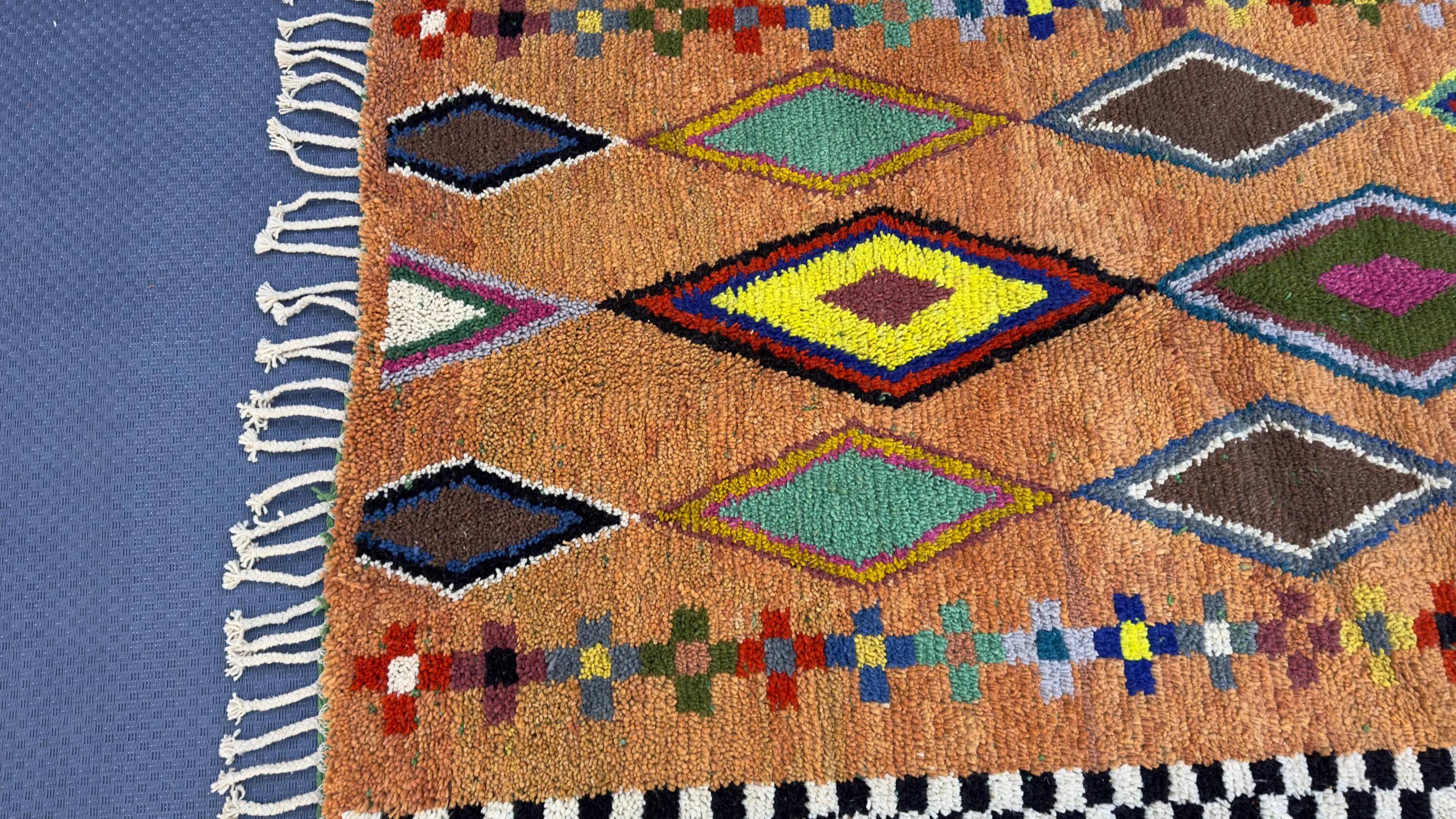 Handmade Berber rug, natural wool, 3x2 m