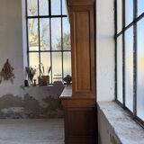 Old XL Napoleonic oak glass bookcase, 19th century