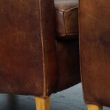 Set of 2 Sheepskin Leather Art Deco Design Armchairs