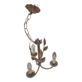 Lustre fer doré, feuillage, Italie