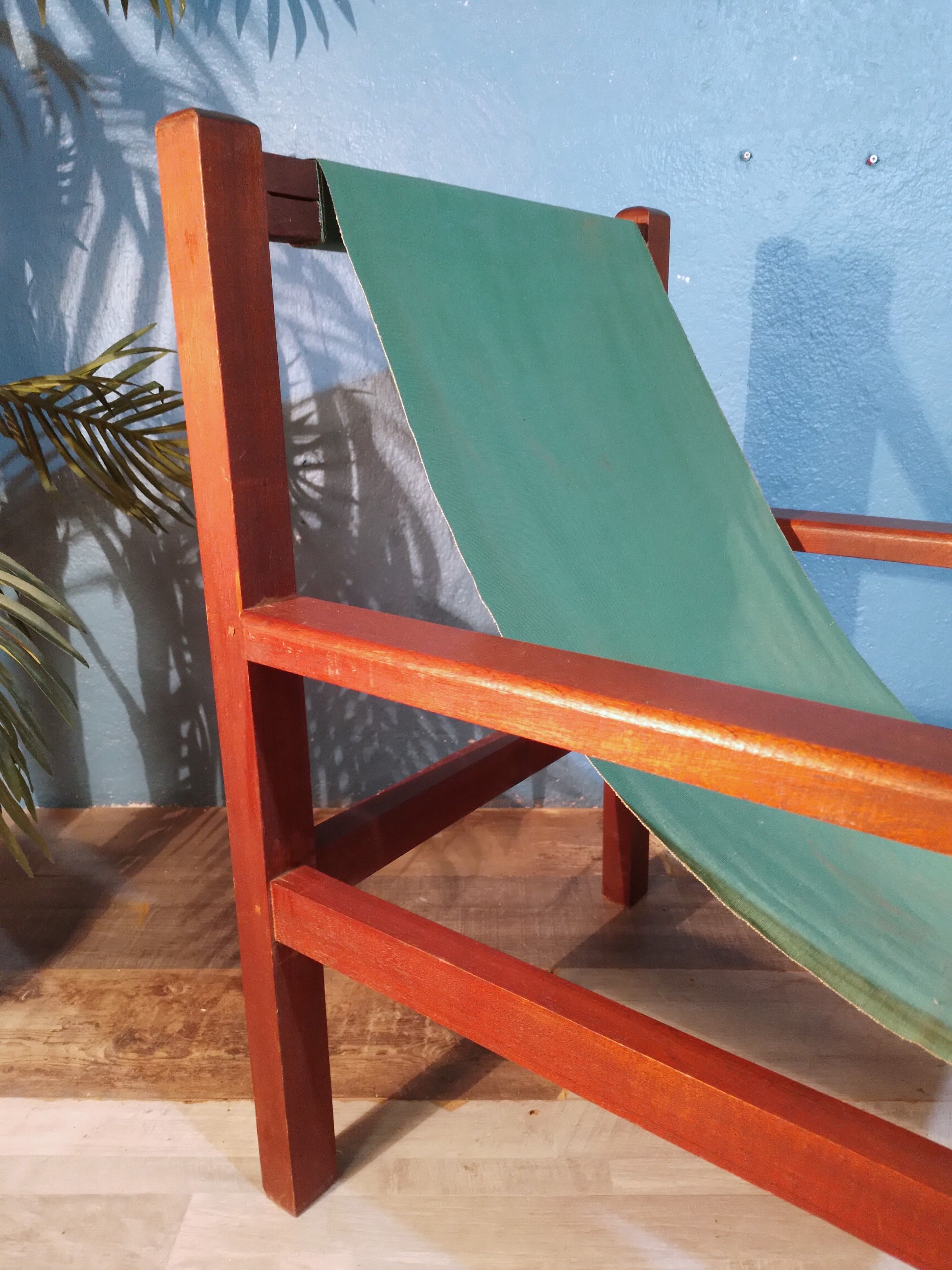 Fauteuil bois & tissu 1960s