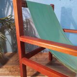 Fauteuil bois & tissu 1960s