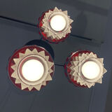 Pendant lamp 3 lights chrome - 70s