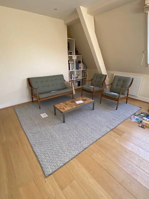 Two-seater sofa and pair of Peter HVIDT armchairs