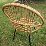 Vintage rattan armchair and coffee table attributed to Rohe Noordwolde