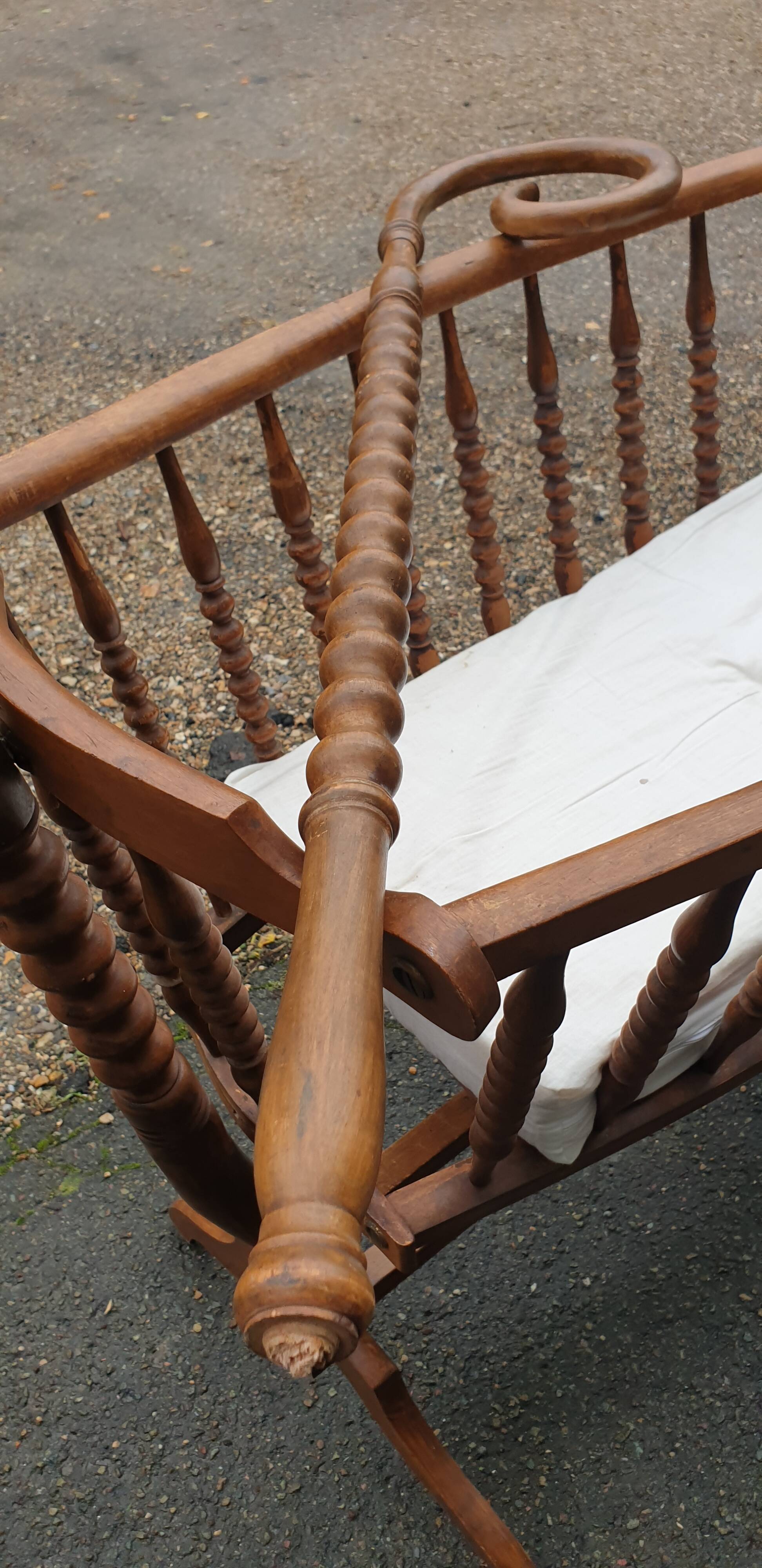 Turned wooden cradle half 20th century