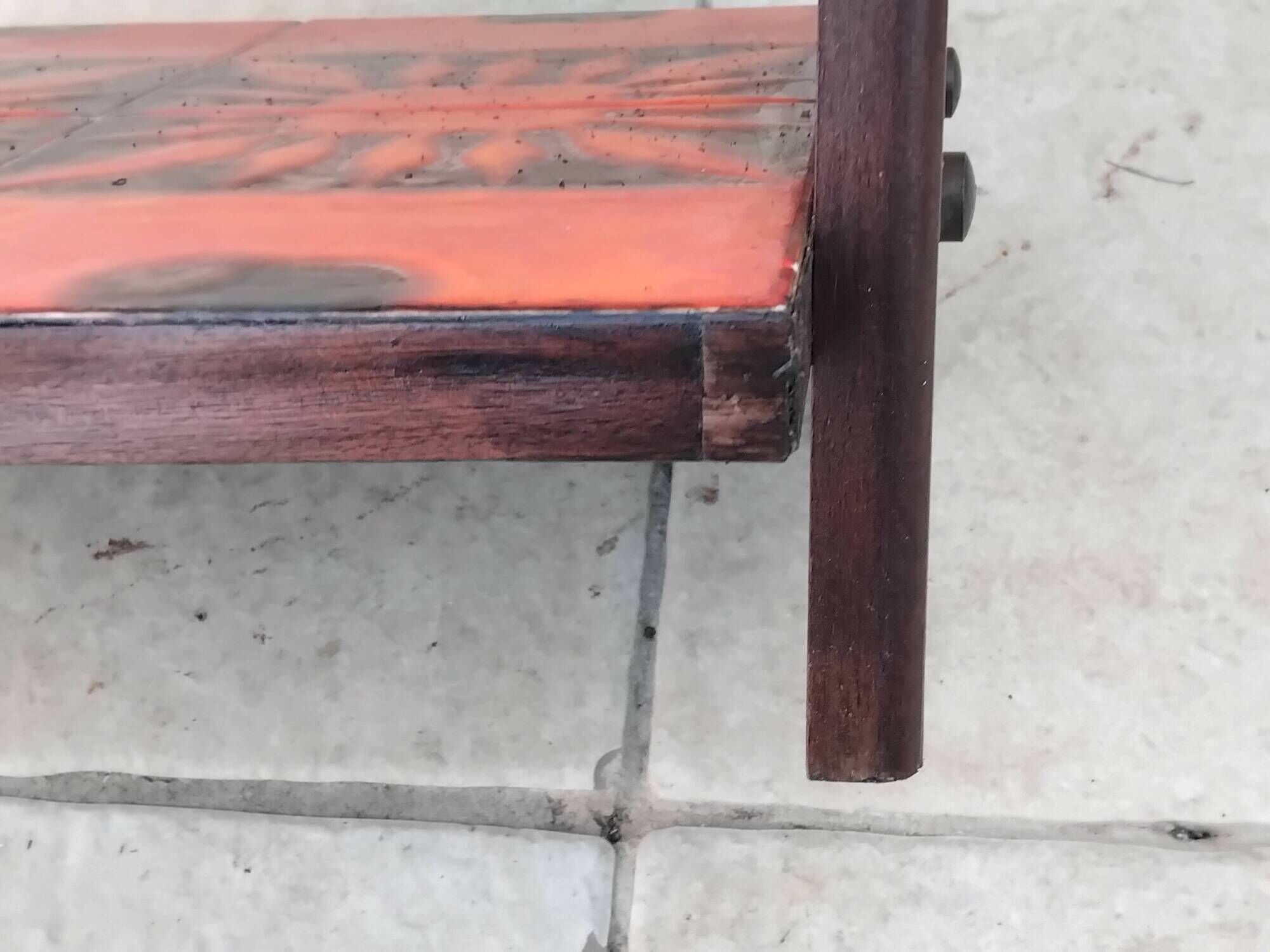 Vintage 1970s pedestal table ceramic