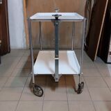Folding tray with vintage wheels Textable in white formica