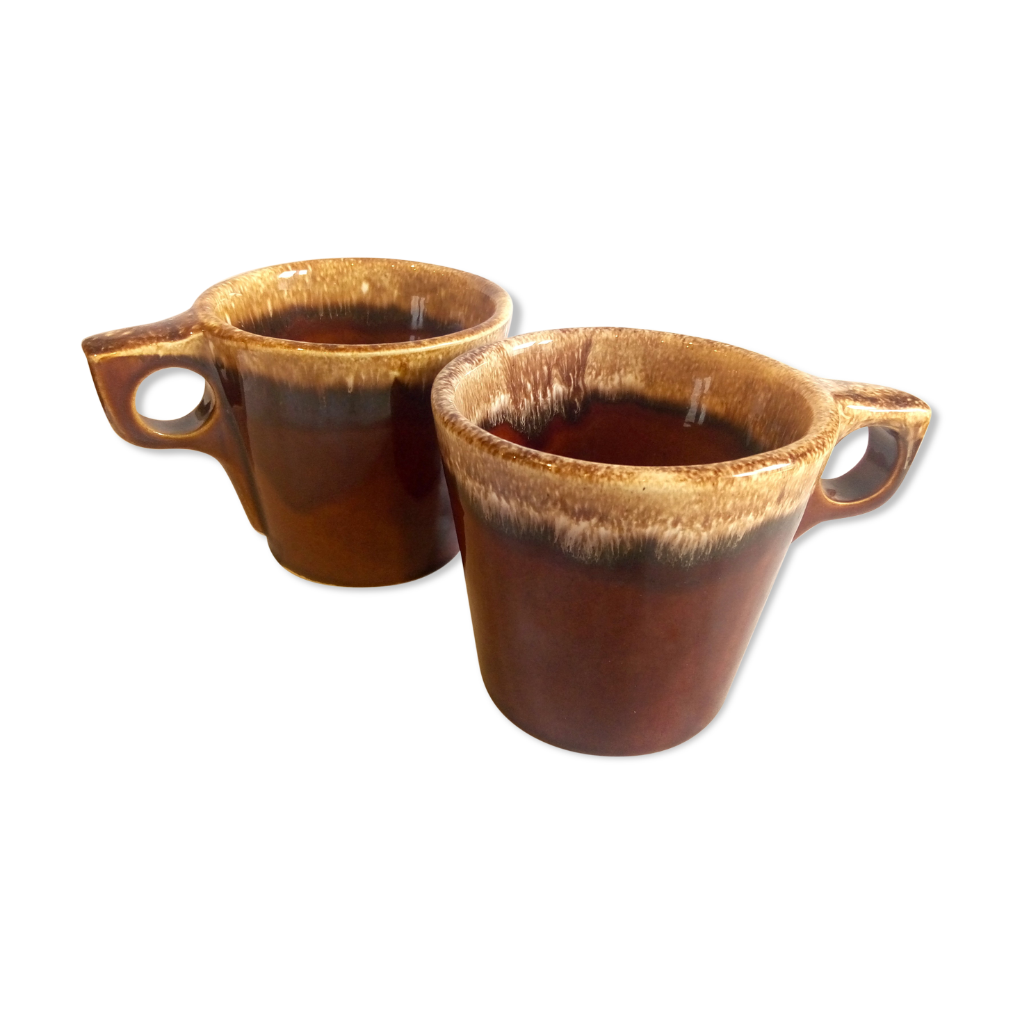 Duo of American mugs caramel tint