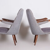 Set of two Grey Mid Century Armchairs made in 1950s Czechia. Original condition.