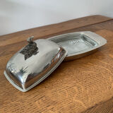 Silver metal butter dish