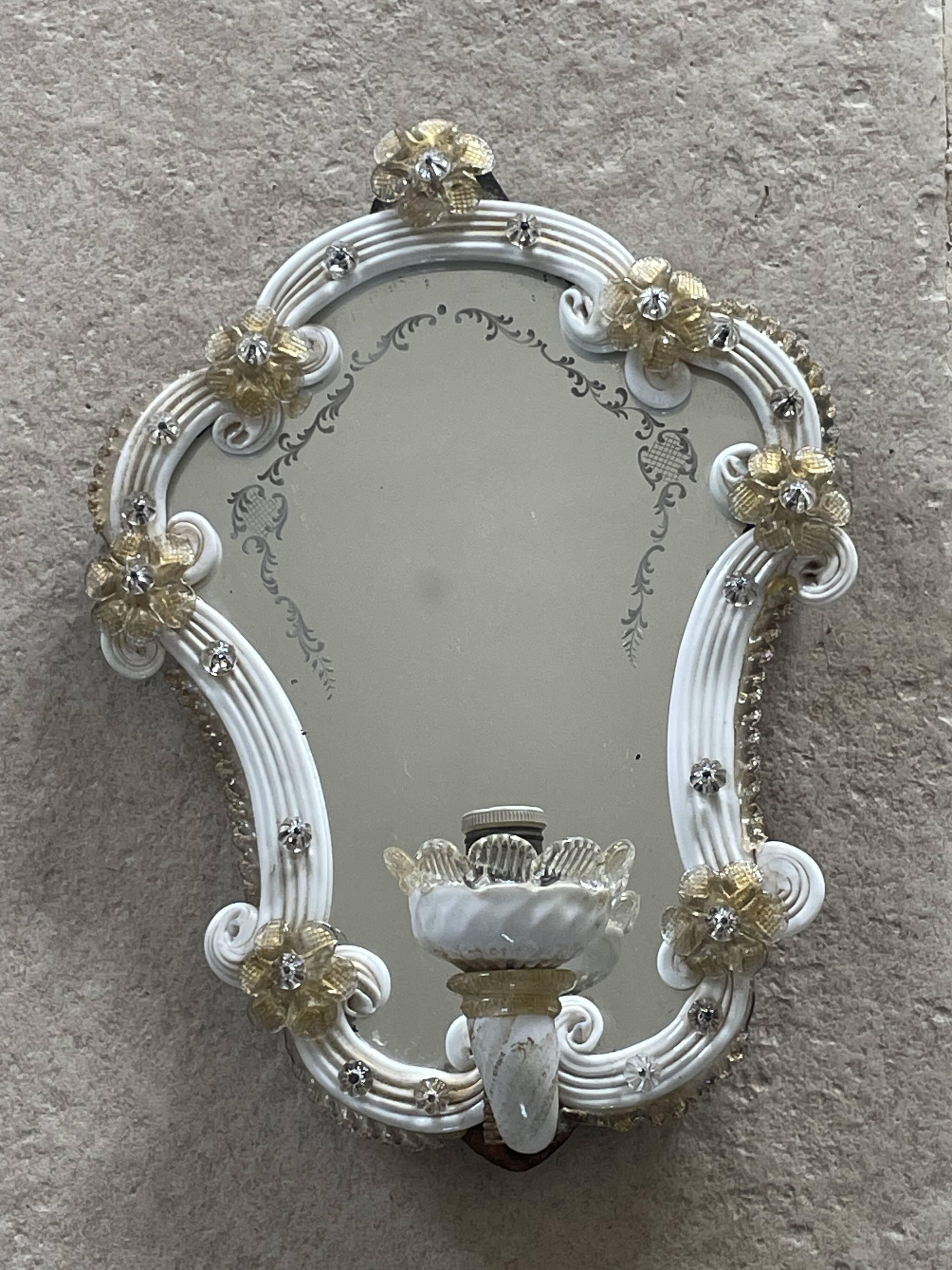Murano glass mirror wall light