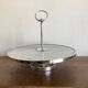 Silver-plated rotating platter and white marble pastry stand 1960 neoclassical