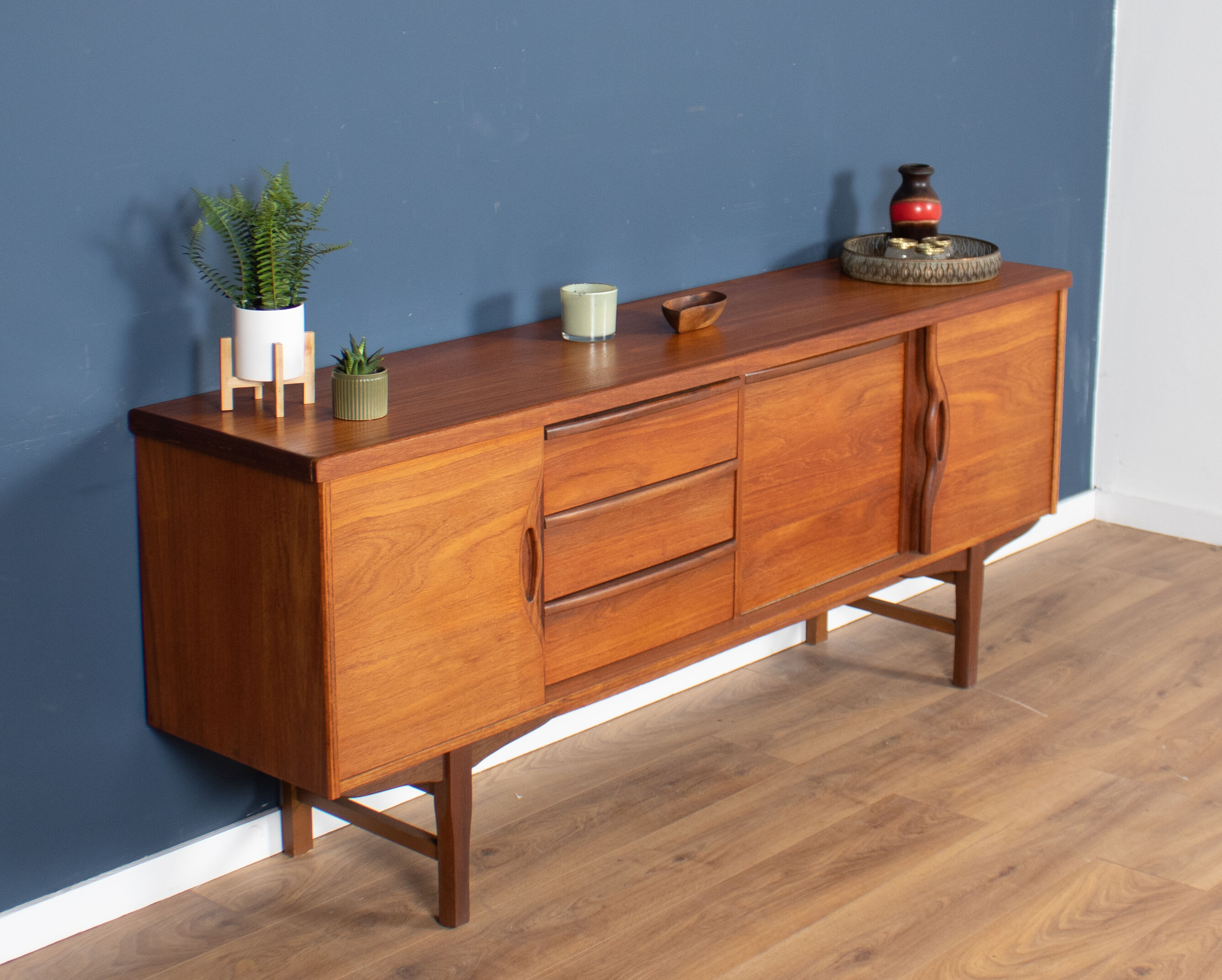 Retro teak 1960s long mid century sideboard by jentique
