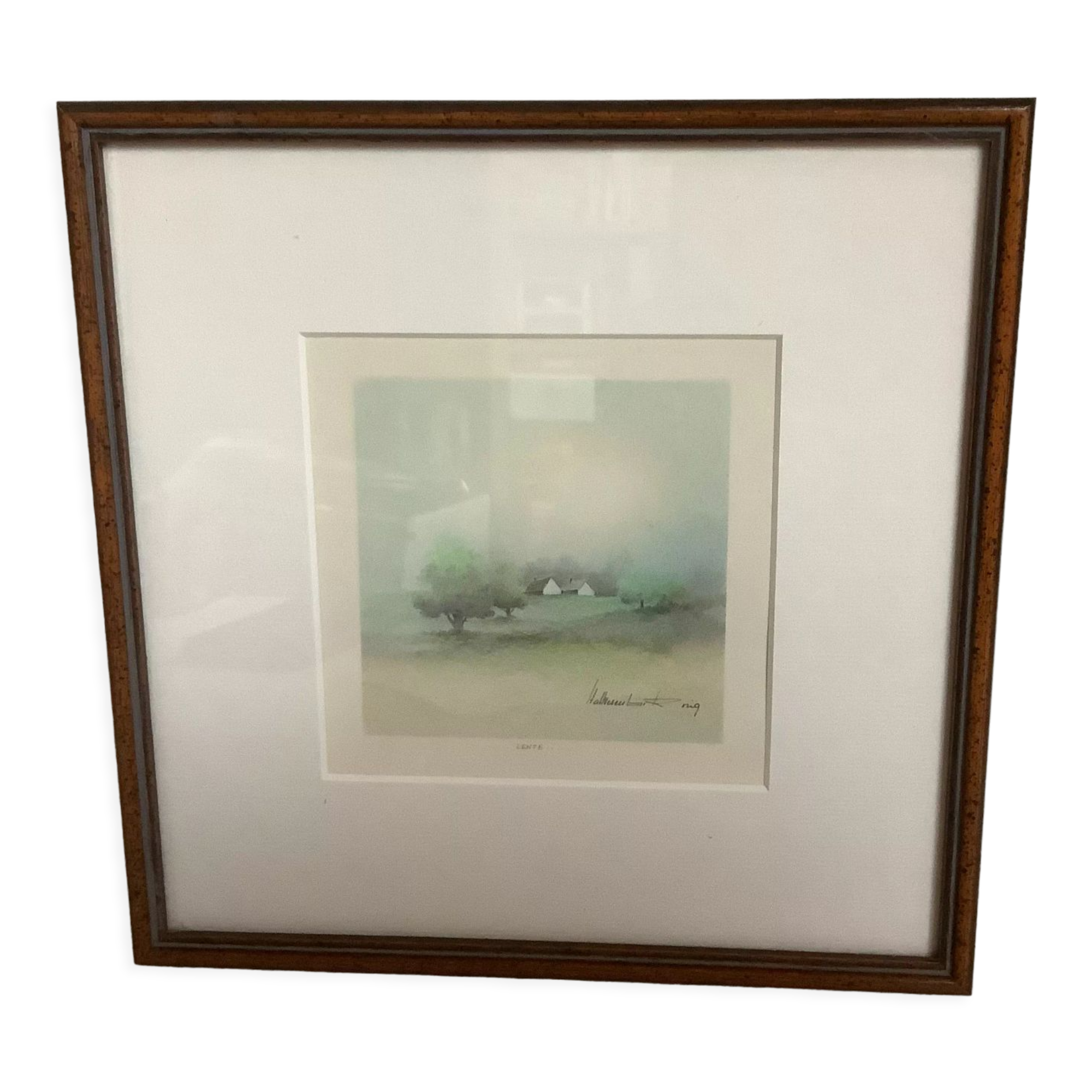 Watercolor of landscape signed