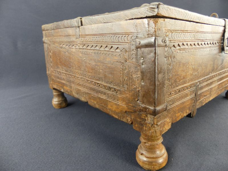 Old wedding chest in carved wood Nepal or India