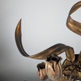 Large Vintage Wall Candelabra with Golden Tulips, 1960s