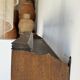 Antique wooden wall shelf with a turned gallery and 5 hooks L120 H40 D18