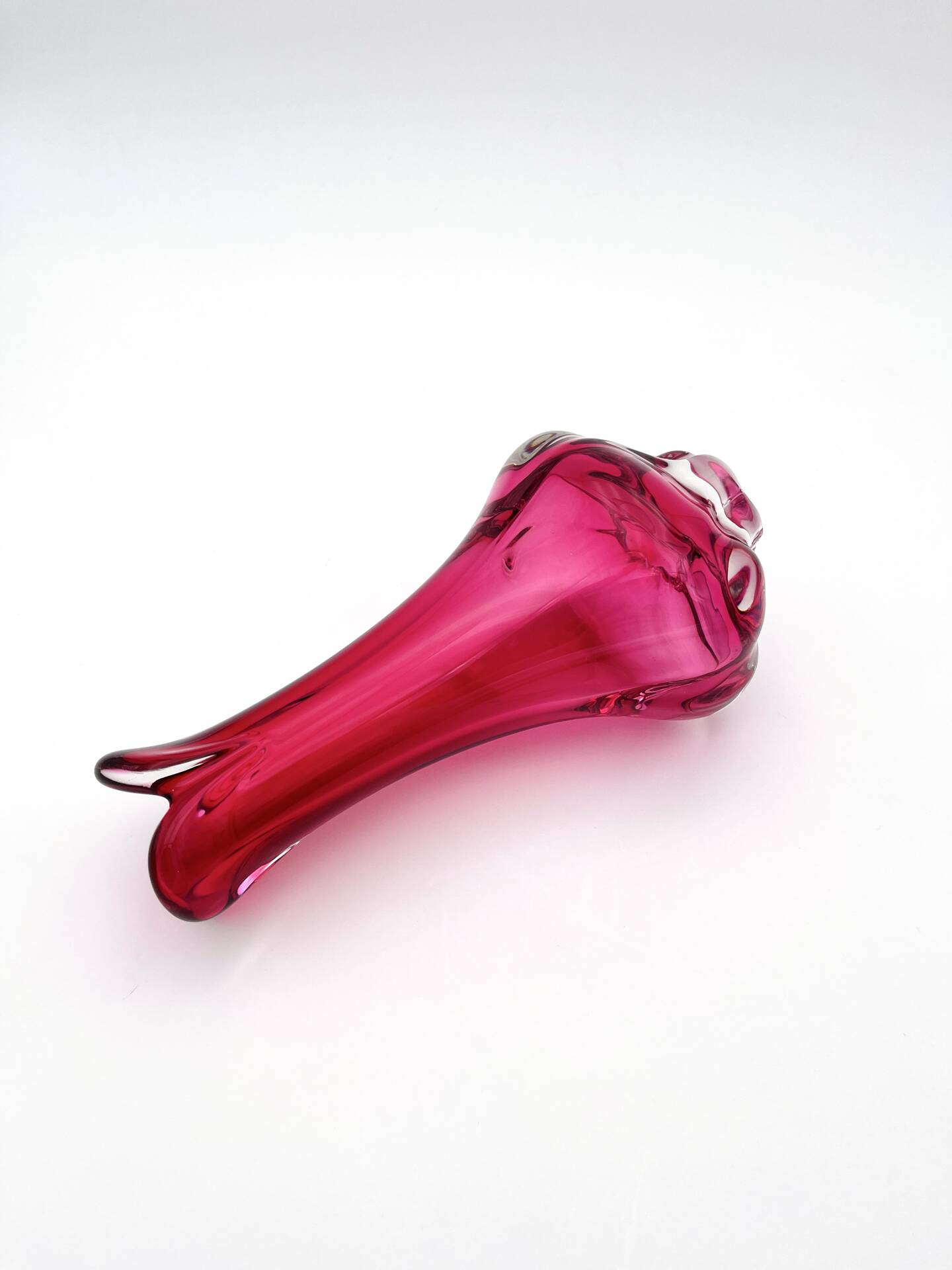 Set of 2 Organic Art Vases Josef Hospodka - Sommerso Fuchsia