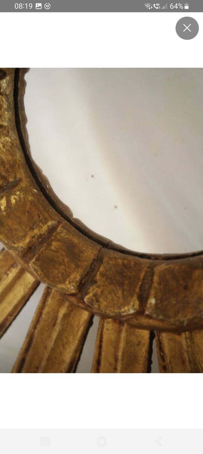 Vintage golden sun mirror