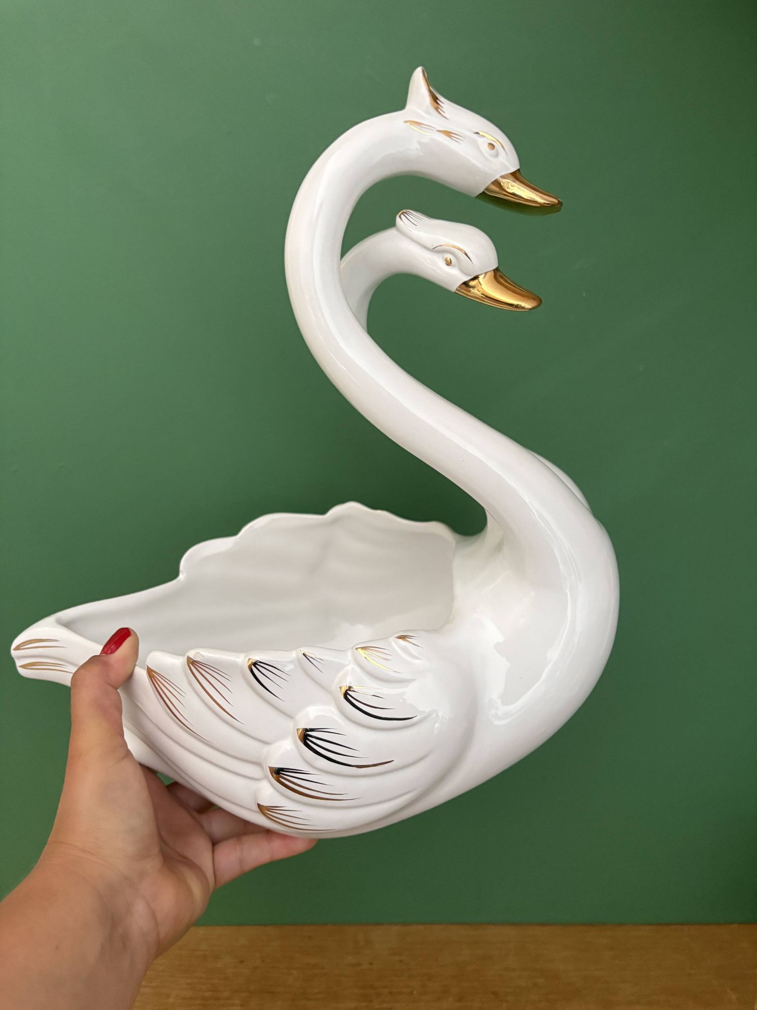 Pair of vintage cache pots - Ceramic swans