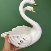 Pair of vintage cache pots - Ceramic swans