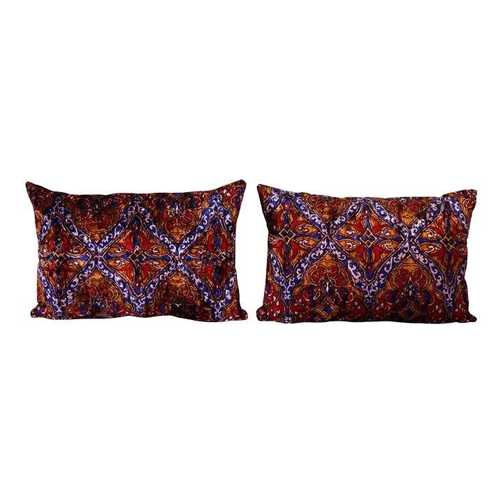 Set of 2 vintage velvet cushion covers 41x61 cm