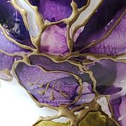 Stylish Kalina Poland vase. Floral decoration. Unique signed piece, 27 cm