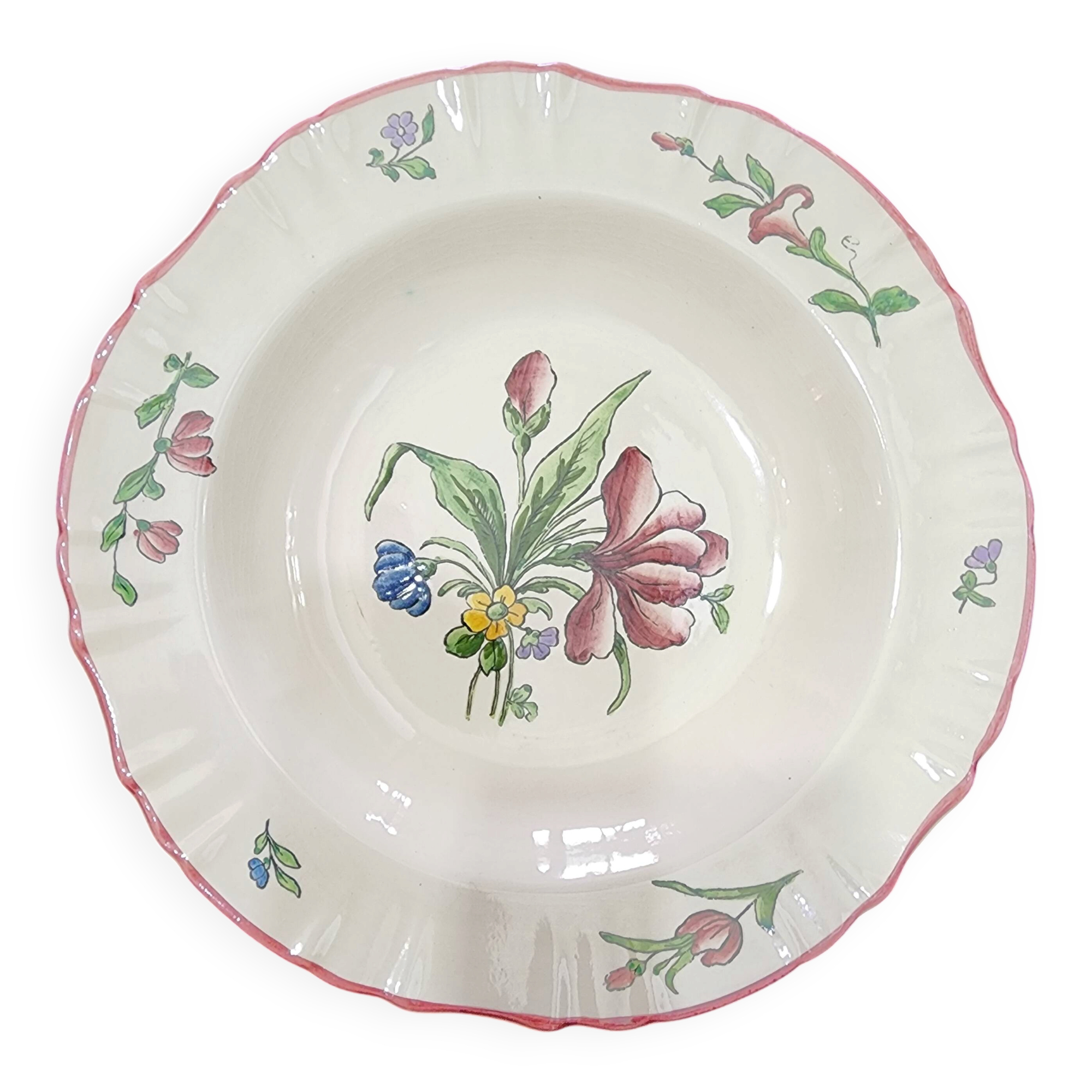 shallow dish faience Zeller ceramics old Strasbourg vintage