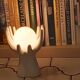White ceramic hand lamp opaline ball 70s