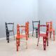 Suite de 6 chaises post-modernes en métal laqué artifort années 2000