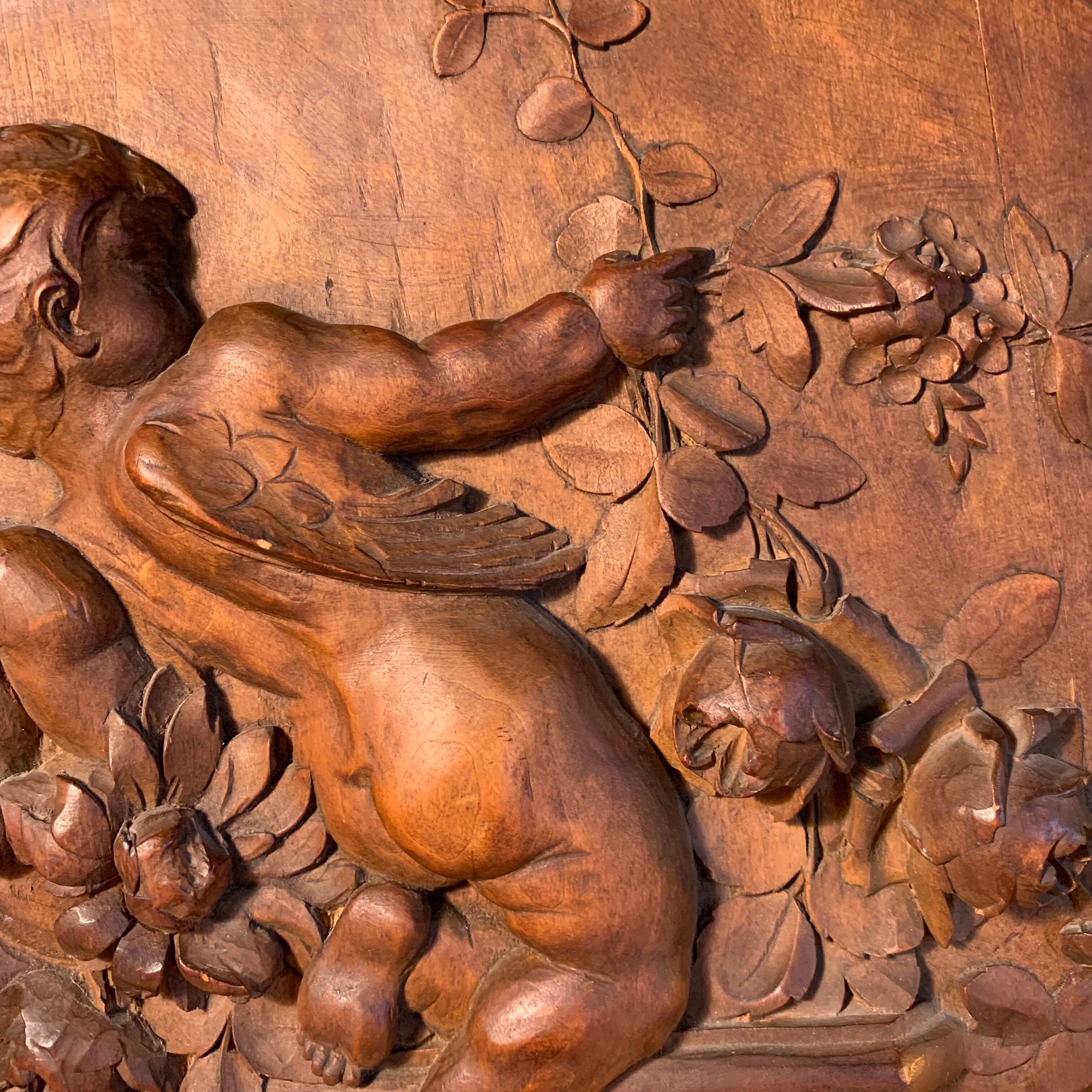 Carved wooden bas-relief
