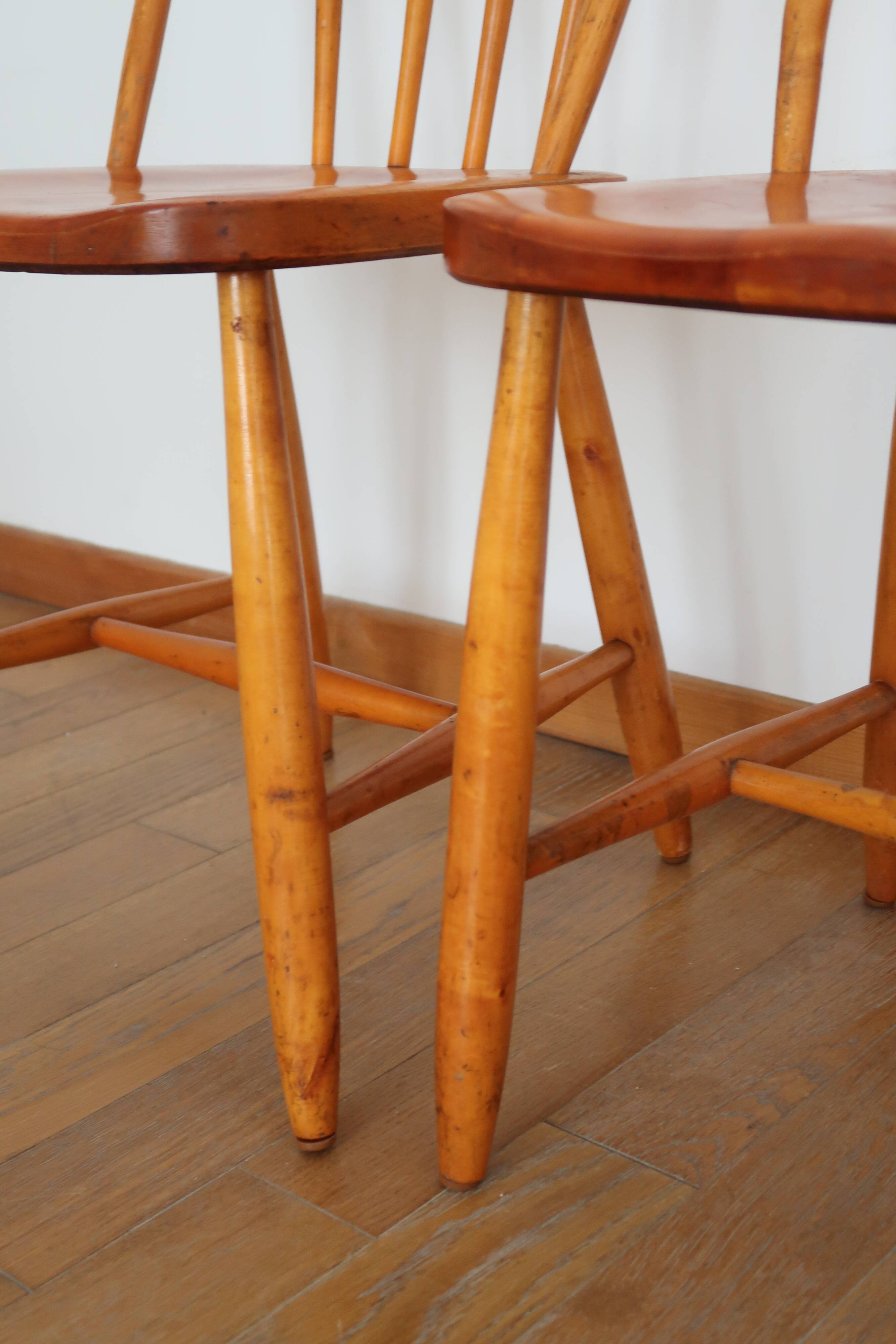 4 Scandinavian beech chairs