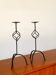 Pair of twisted tripod candlesticks in black iron, brutalist, 1970 - 44 cm