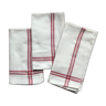 Set of 3 white cotton towels with red stripes