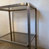 Chrome and smoked glass designer side table / side table, 1970s