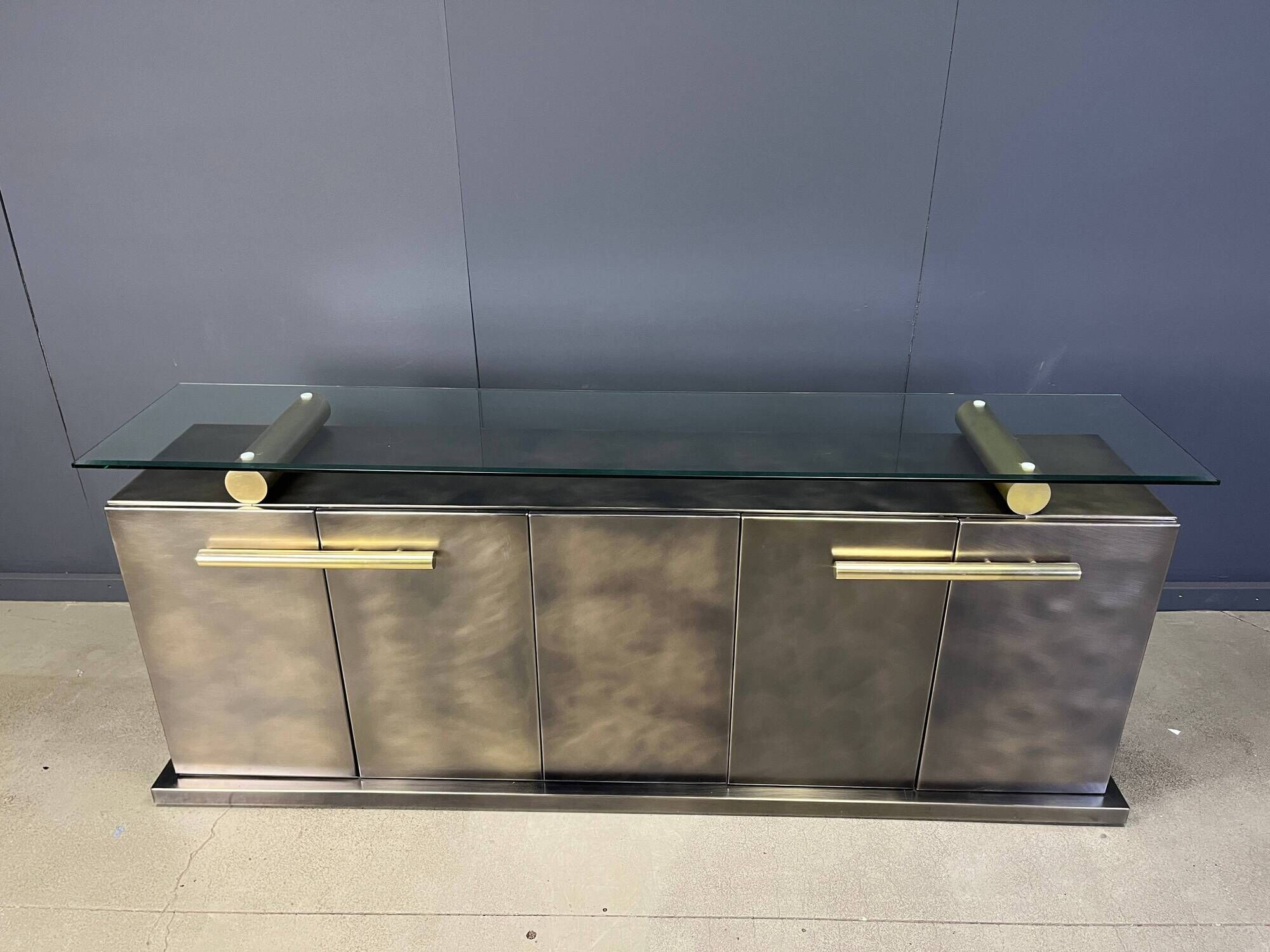 Vintage brass credenza by Belgochrom, 1980s