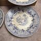 Set of 8 antique English dessert plates by J. Marshall & Co Bosphorus purple earthenware 19th century.