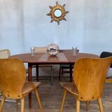 Vintage Round Table in Teak Diameter 110 with butterfly extension