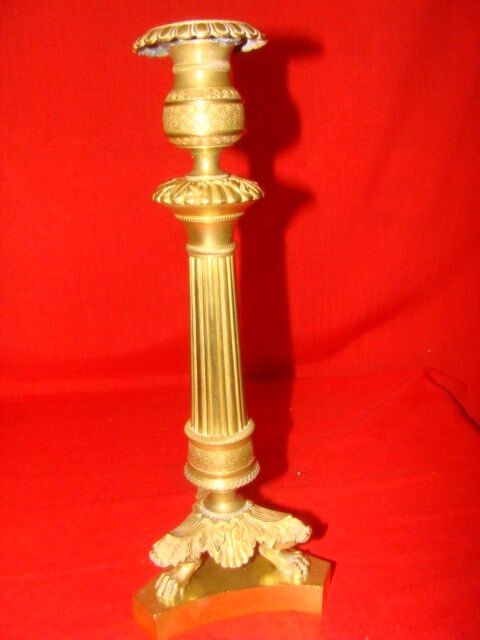Bronze and brass candlestick, "Restoration" style, electrified as a lamp base.