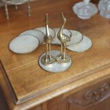 Mother-of-pearl and brass coasters