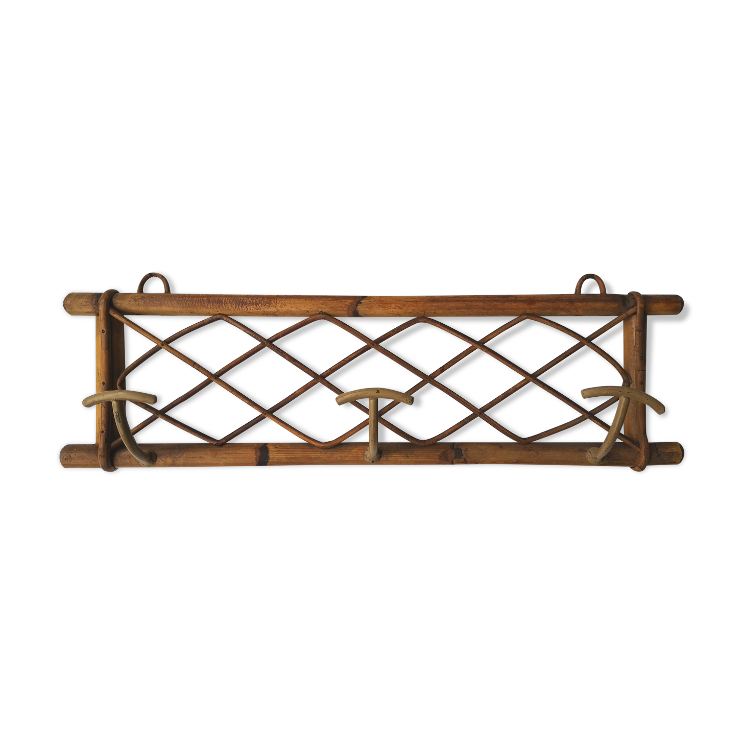Rattan coat rack