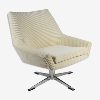 Vintage armchair Shell, German Democratic Republic, DDR, 1960s, beige cord