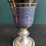 Set of 2 large ceramic glasses in blue and silver
