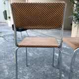 Pair of vintage velvet patterned chairs/steel from the 70s.
