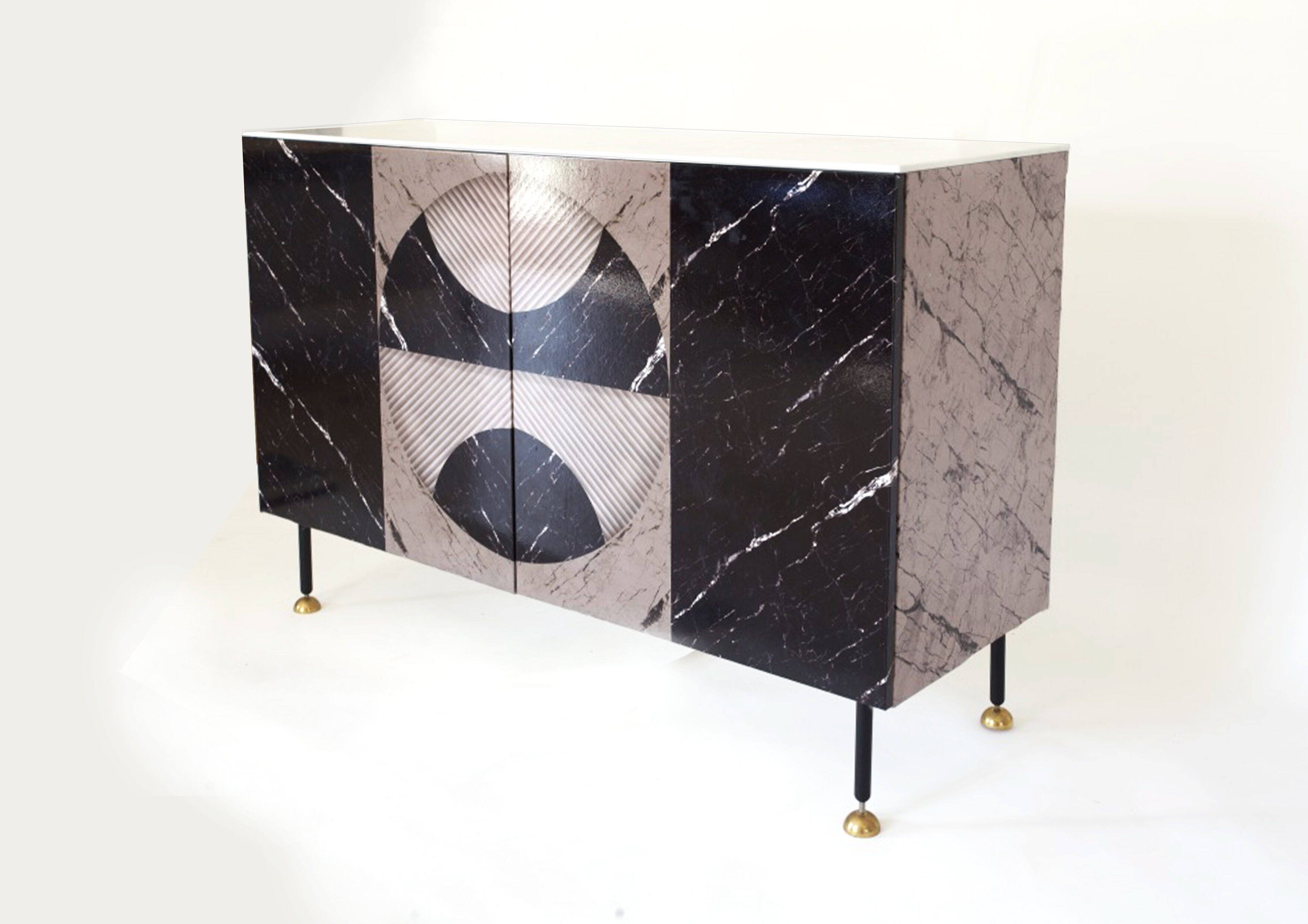 Brass feet buffet and marble effect