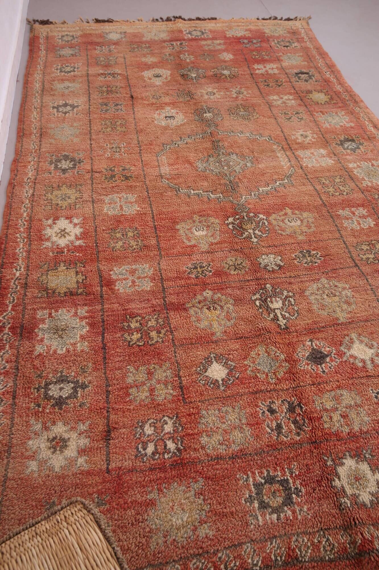 Terracotta Vintage Moroccan Rug 206 x 370 cm - Berber Wool Rug Handmade