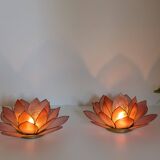 Mother-of-pearl flower candle holders